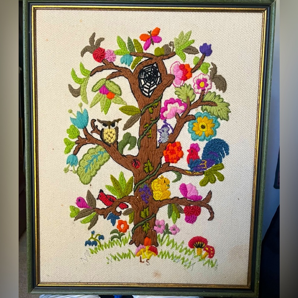 Handmade framed crewel yarn picture! Ideal for a young child’s room!
